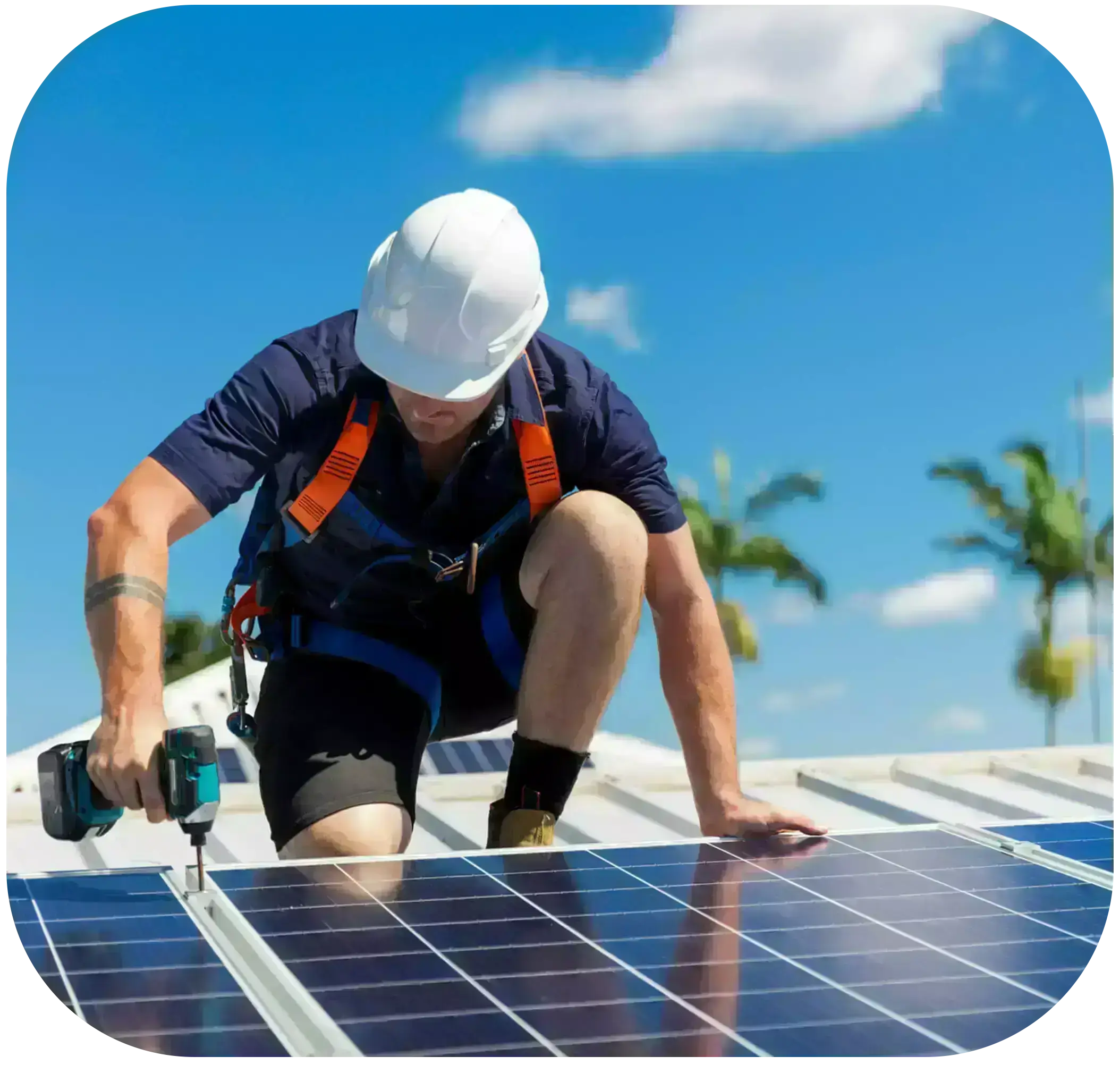 technician installing solar panel